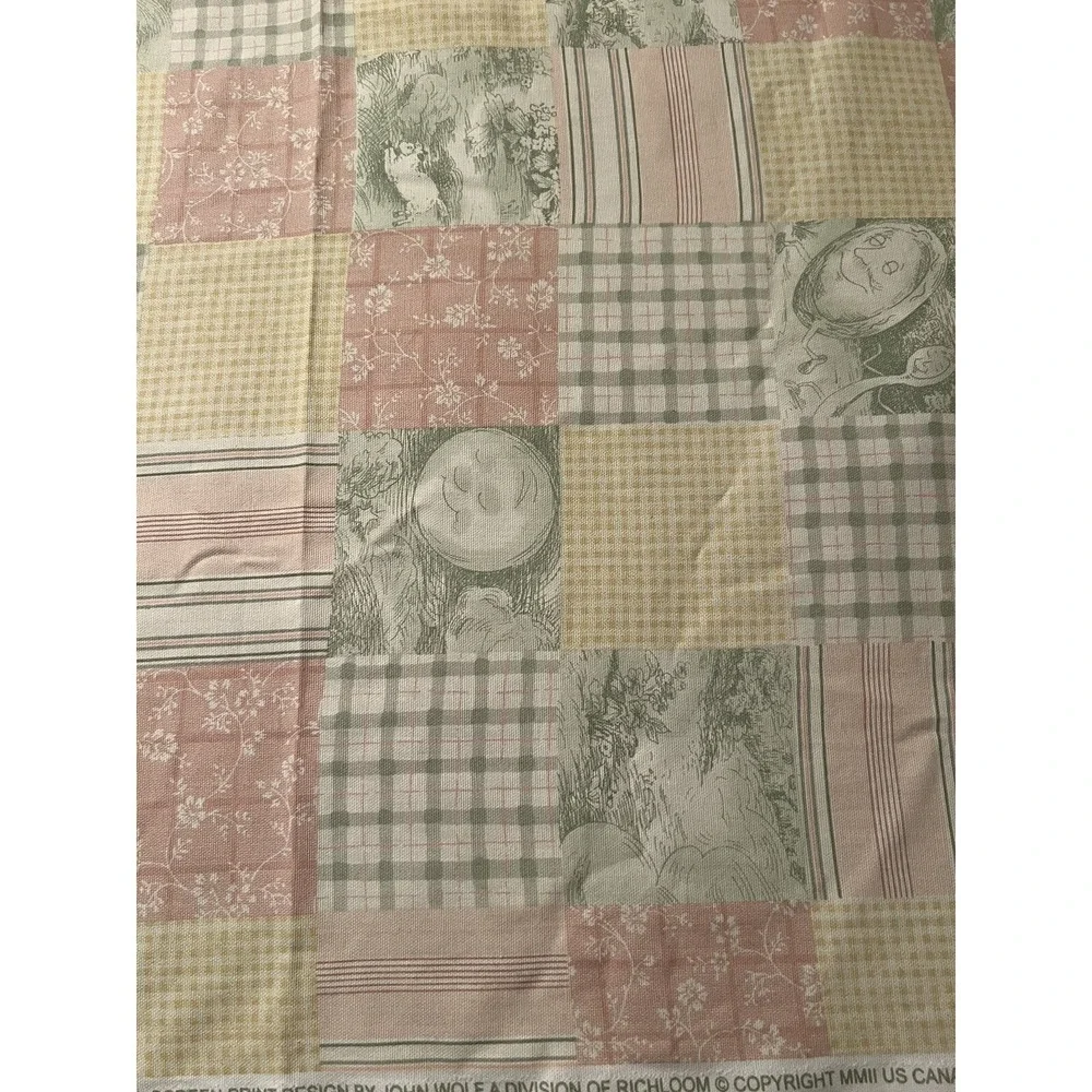 John Wolf Richloom Nursery Rhyme Patchwork Fabric Humpty Dumpty Pastel MMII Pink